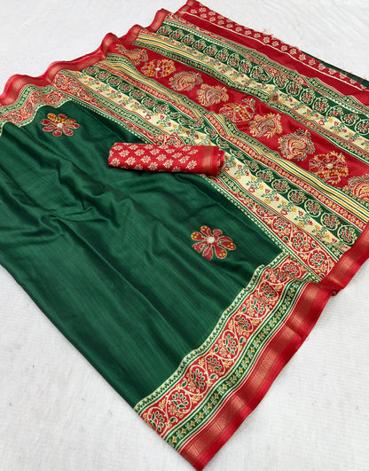 Premium Mul Cotton Printed Saree with Mirror Work & Designer Border