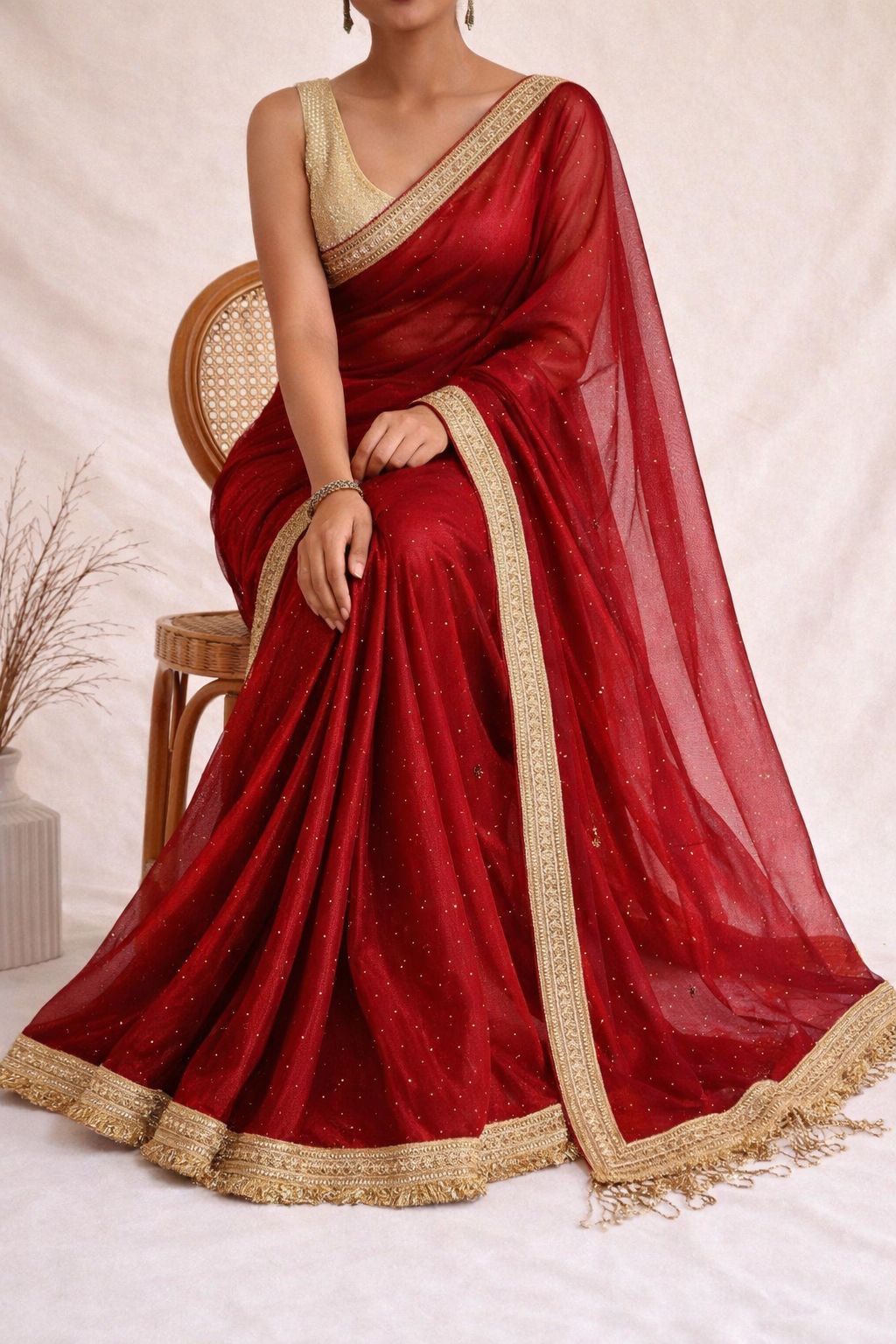 New Arrival Pure Soft Twills Organza Saree with Lace & Butti Work