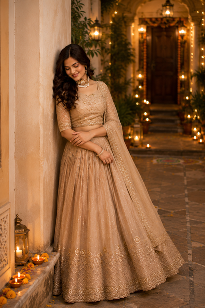 Women's Embroidered Wedding Lehenga Choli Set