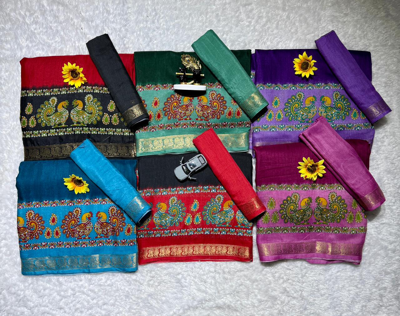Mangalagiri Mulmul Cotton Saree with Floral Print & Jacquard Border | Lightweight Daily & Festive Wear