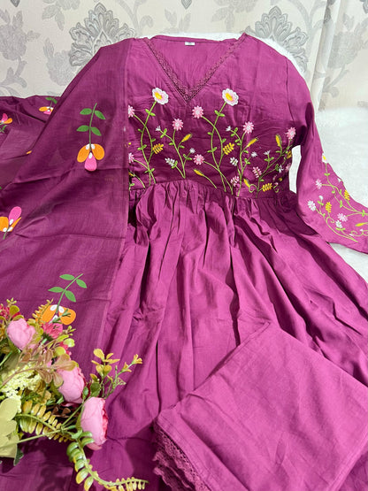 Cotton Kurti Pant Dupatta Set