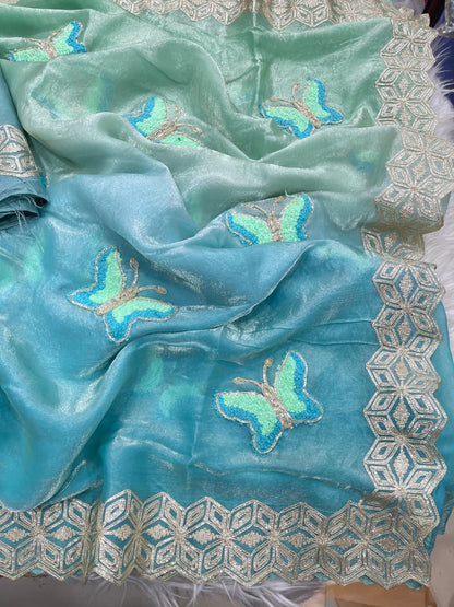 Rubina Soft Fendy Butterfly Work Saree with Gota Patti Lace Border