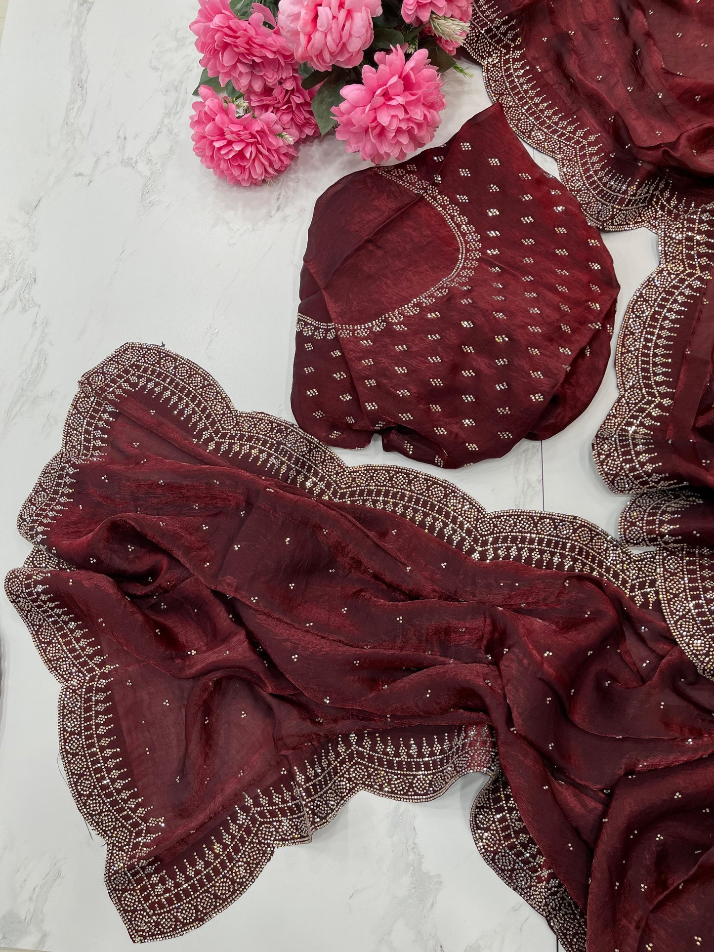 Radha Satin Silk Saree – Maroon