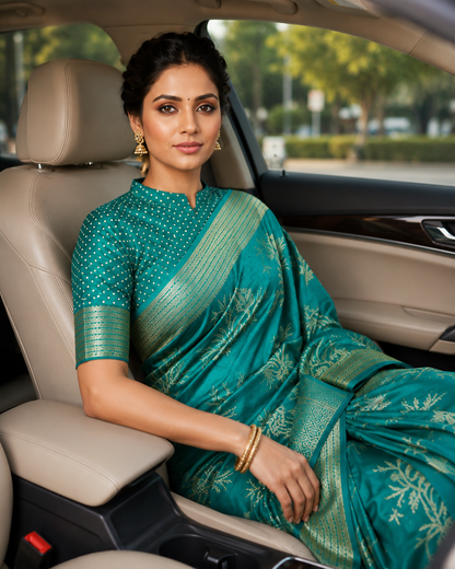 Graceful Floral Woven Saree