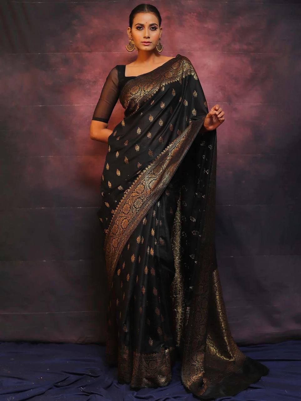 Black Zari Work Saree