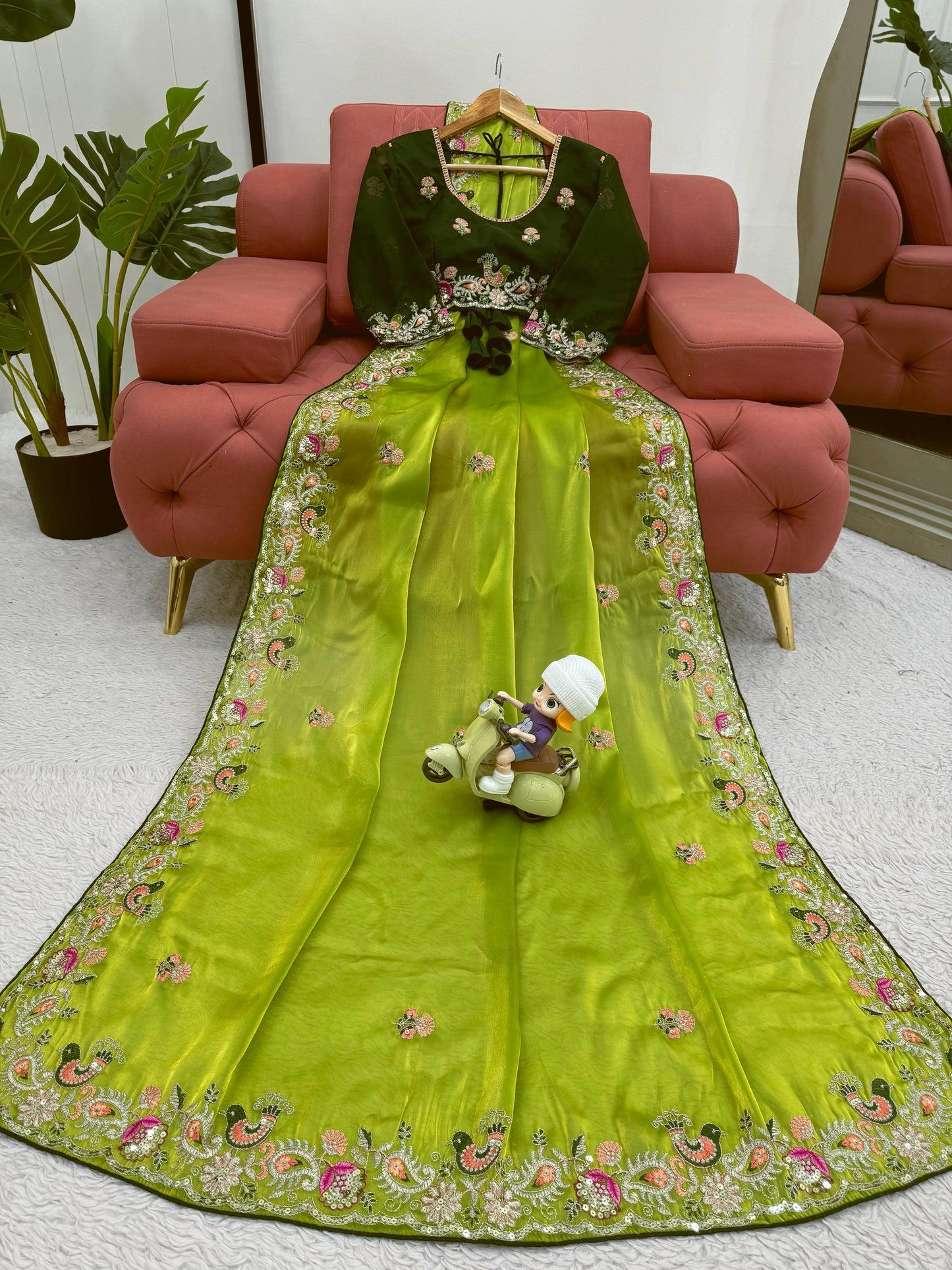 Designer Jimmy Choo Silk Saree with Thread & Sequence Work Blouse
