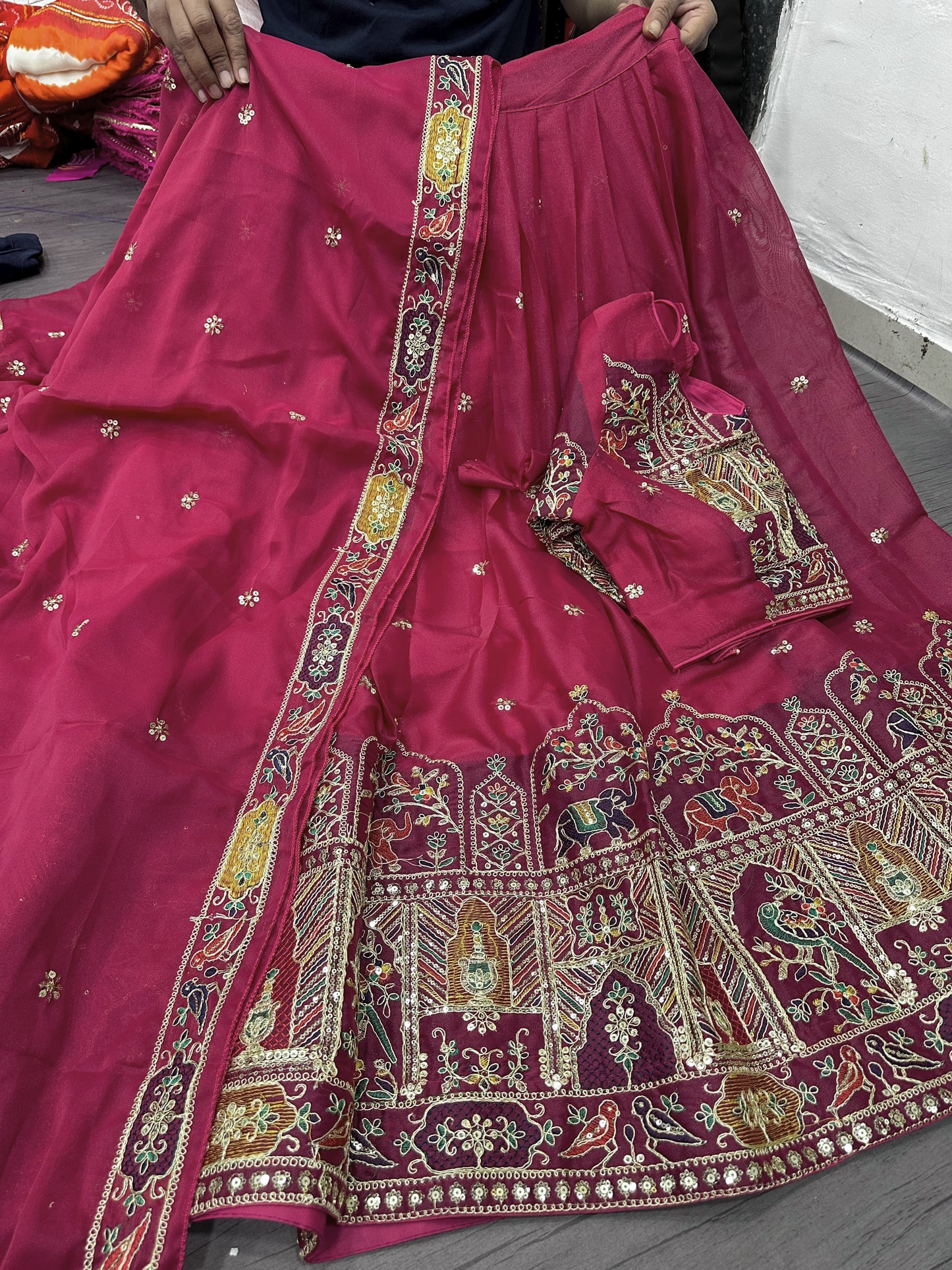 Heavy Embroidery Star Georgette Lehenga Choli Set