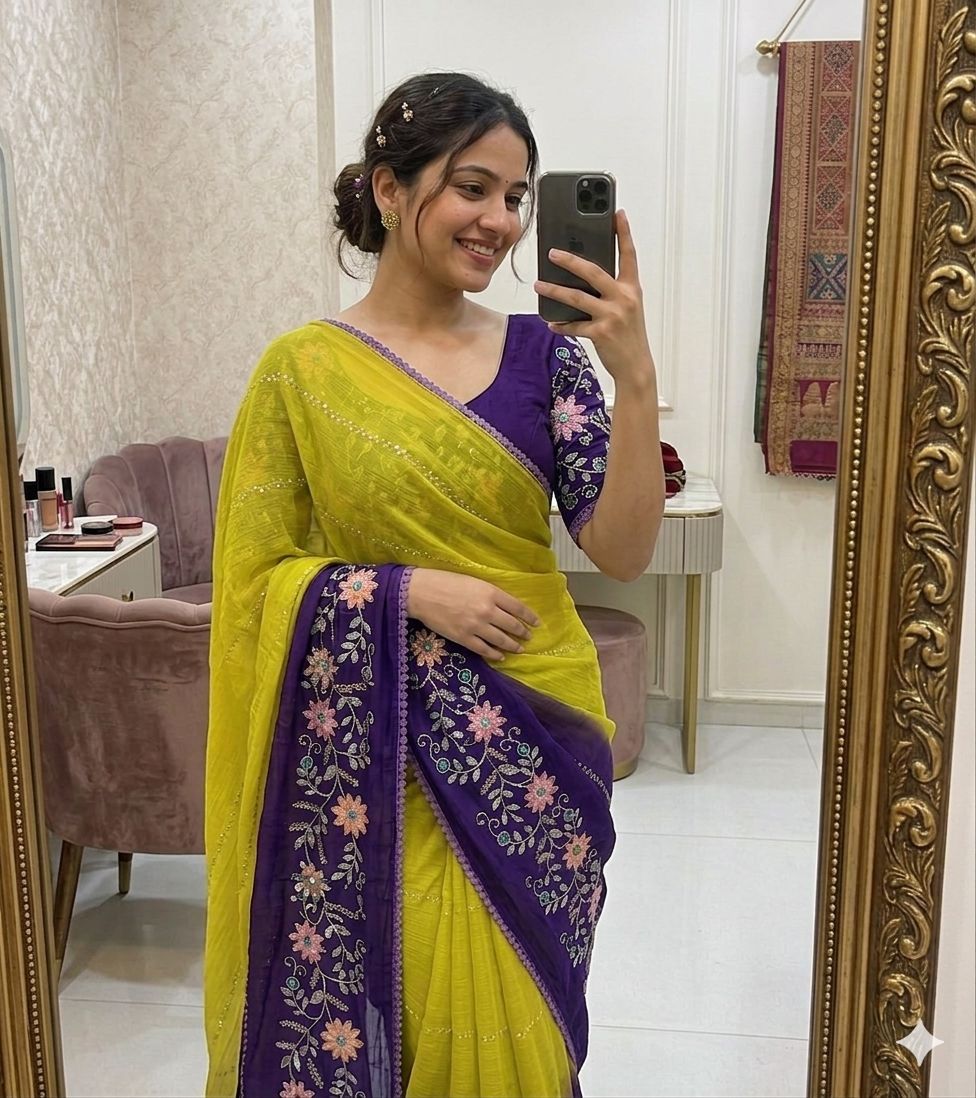 New Arrival Crunchy Pedding Embroidery Saree Collection