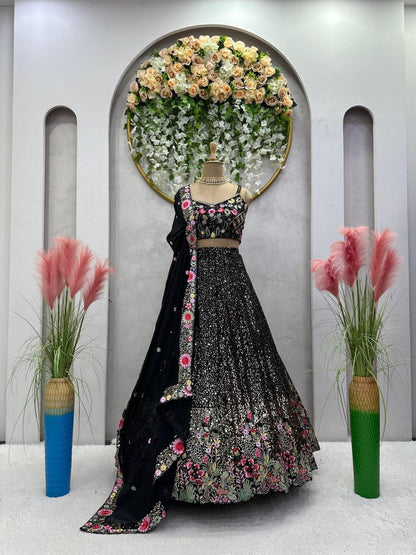 Designer Faux Georgette Lehenga Choli with Thread & Sequins Work (3 Meter Flair)