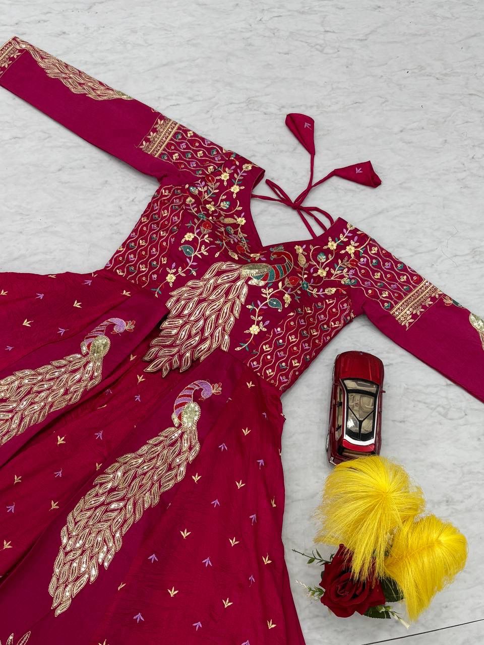 Festival Special Pure Vichitra Crop Top Lehenga with Embroidered Shrug