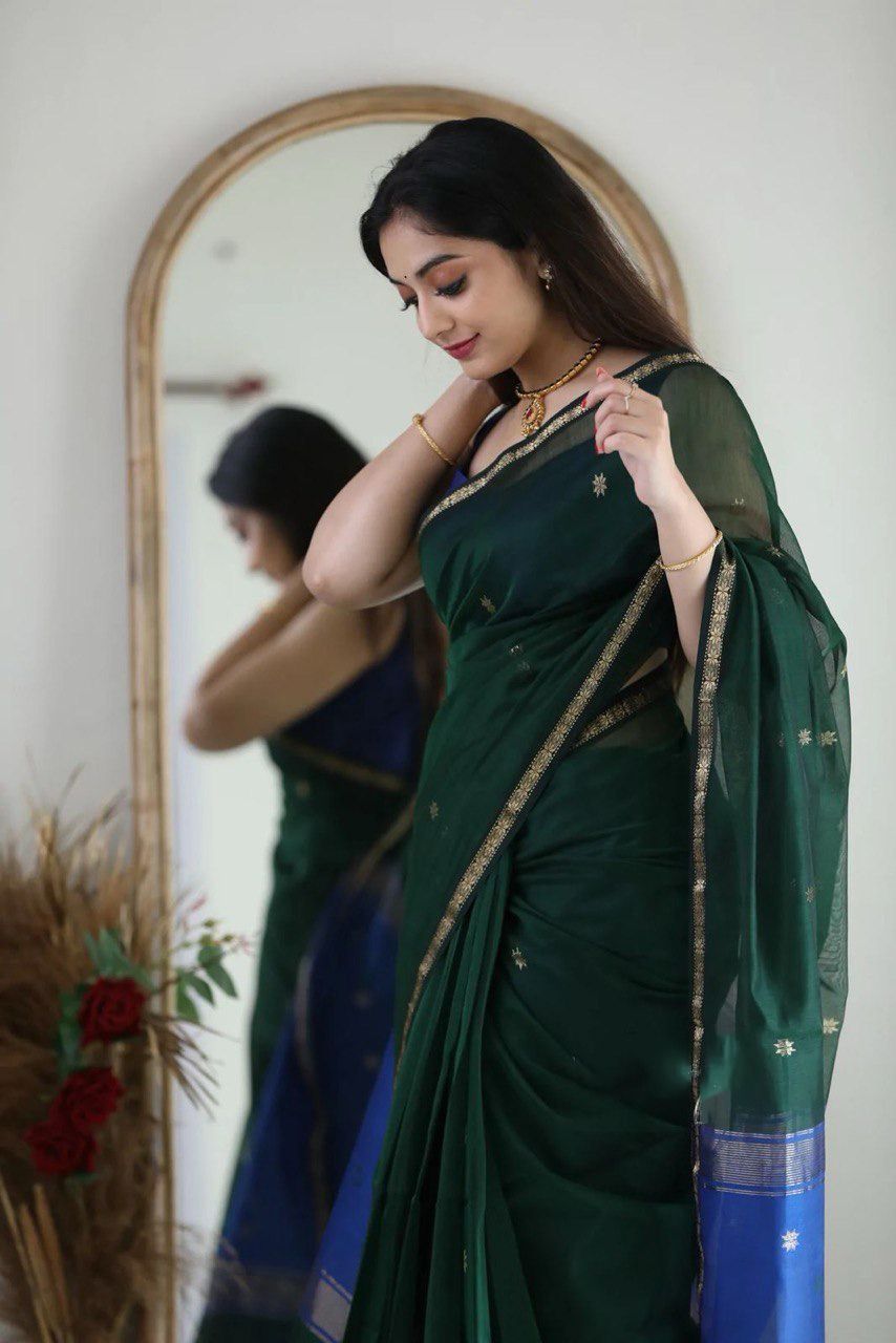 Bottle Green Festive Saree