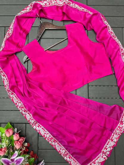 Heavy Rangoli Ready to Wear Saree with Embroidery Sequence Koti