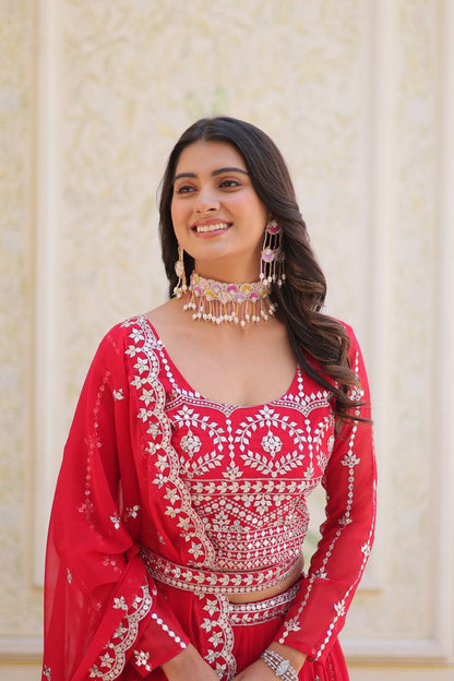 Heavy Fox Georgette Wedding Lehenga Choli with 7mm Sequence Work (2 Colors)