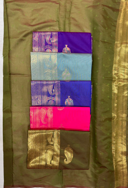 Pure Gold Zari Lichi Silk Saree