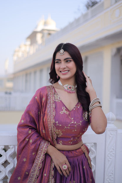 YSL Silk Embroidered Lehenga Choli Set