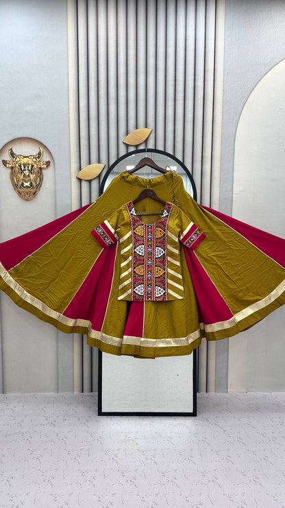 Navratri Special Pure Cotton Kediyu Lehenga Set | 6 Meter Flair | Garba & Dandiya Dress