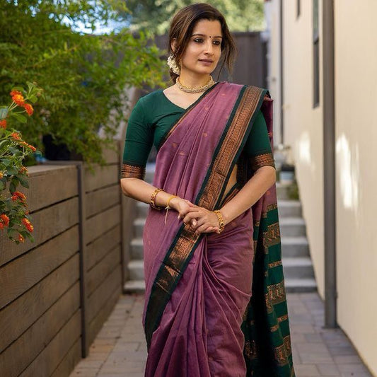 Purple Green Saree