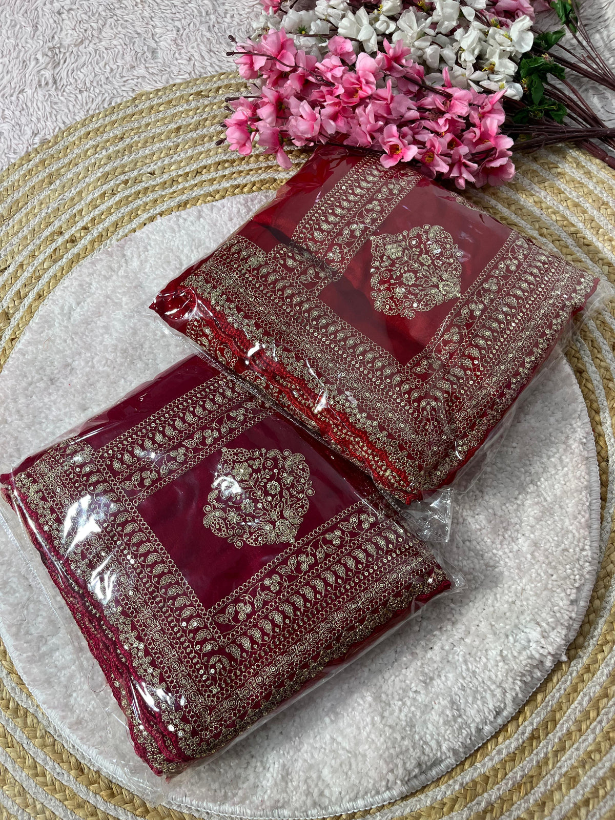 Premium Vichitra Silk Saree with Heavy Zari Sequins Work, Butti & Cutwork Border