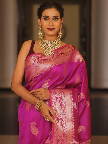 Pure Gold Zari Lichi Silk Saree
