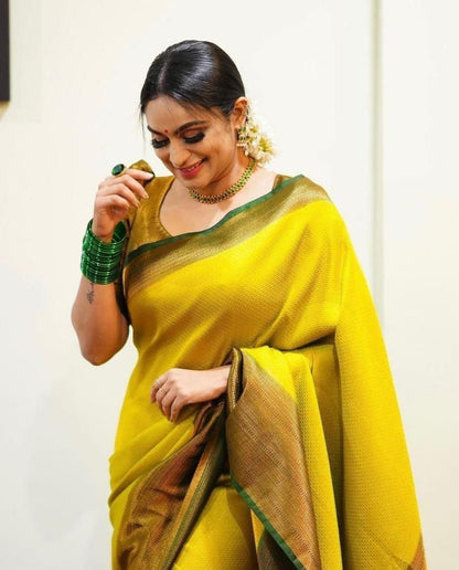 Yellow Silk Saree