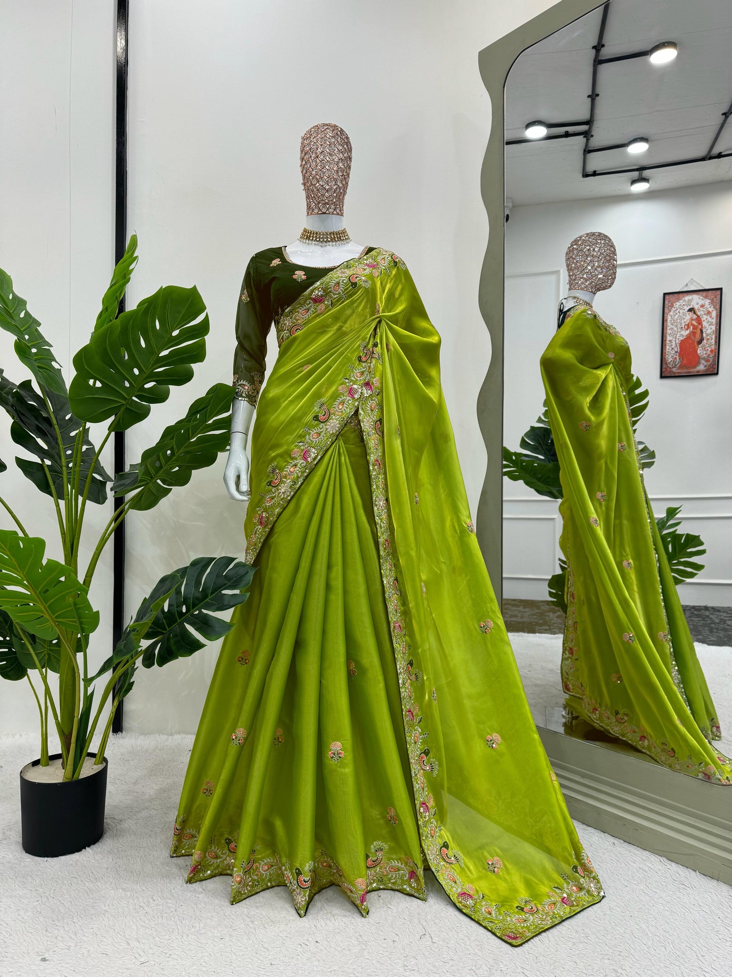 Designer Jimmy Choo Silk Saree with Thread & Sequence Work Blouse