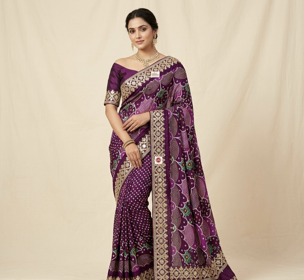 Designer Bandhani Print Saree with Rich Border – Elegant Traditional Wear
