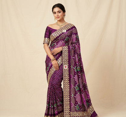 Designer Bandhani Print Saree with Rich Border – Elegant Traditional Wear