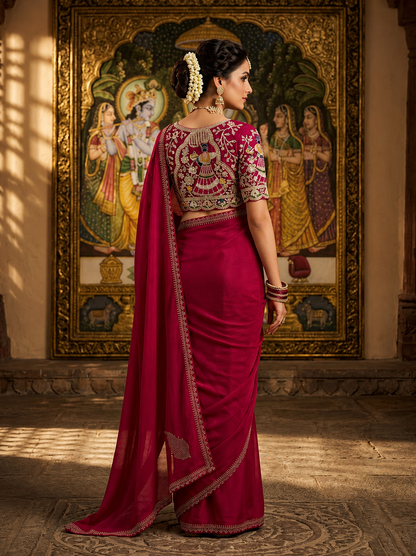 Star Georgette Saree with Swarovski Work & Heavy Beads Work Designer Blouse