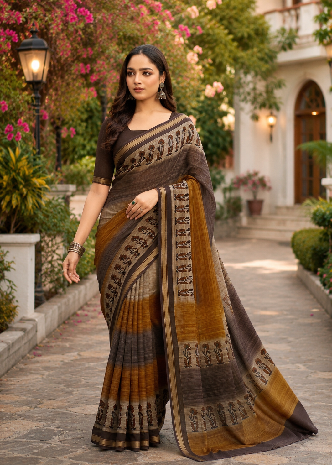 Pathshala Premium Viscose Mul Cotton Printed Saree with Zari Border