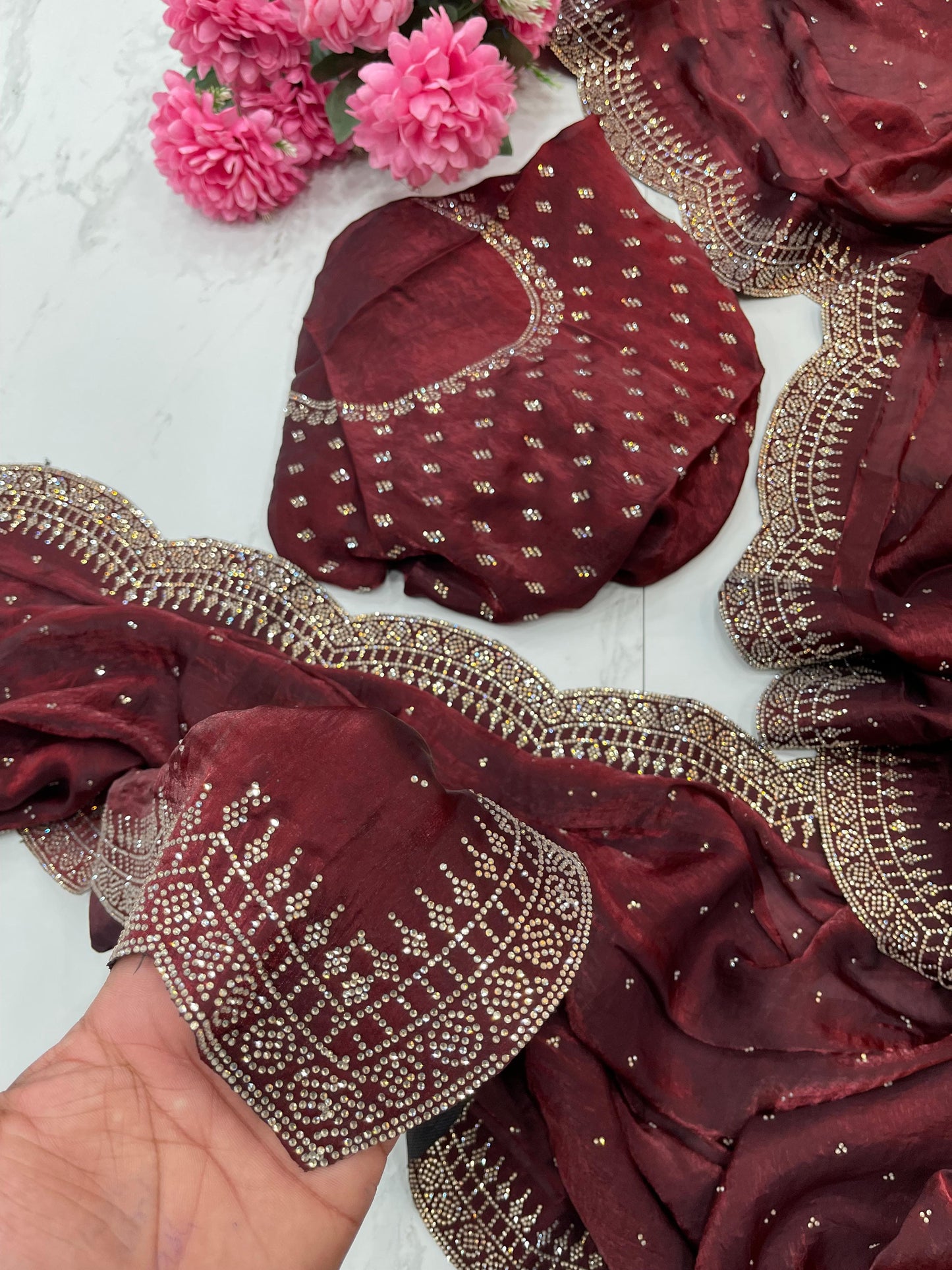 Radha Satin Silk Saree – Maroon