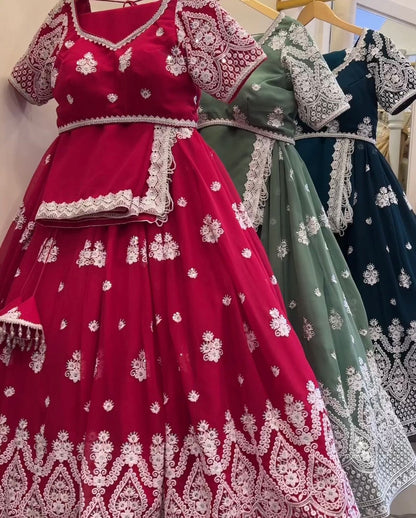Premium Faux Georgette Embroidered Lehenga Choli Set