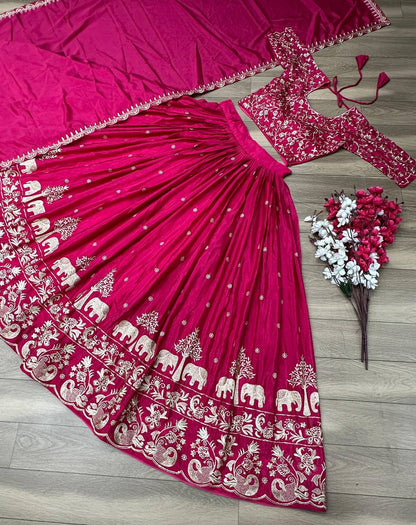 Festival Special Chinon Lehenga Choli with Heavy Embroidery Work (Fully Stitched)