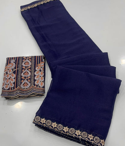 Elegant Rangoli Silk Saree with Multi Embroidery & Sequins Work Designer Blouse – Festive & Party Wear