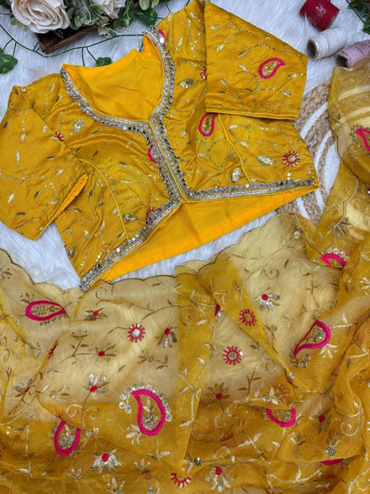 Tissue Silk Mirror Work Saree