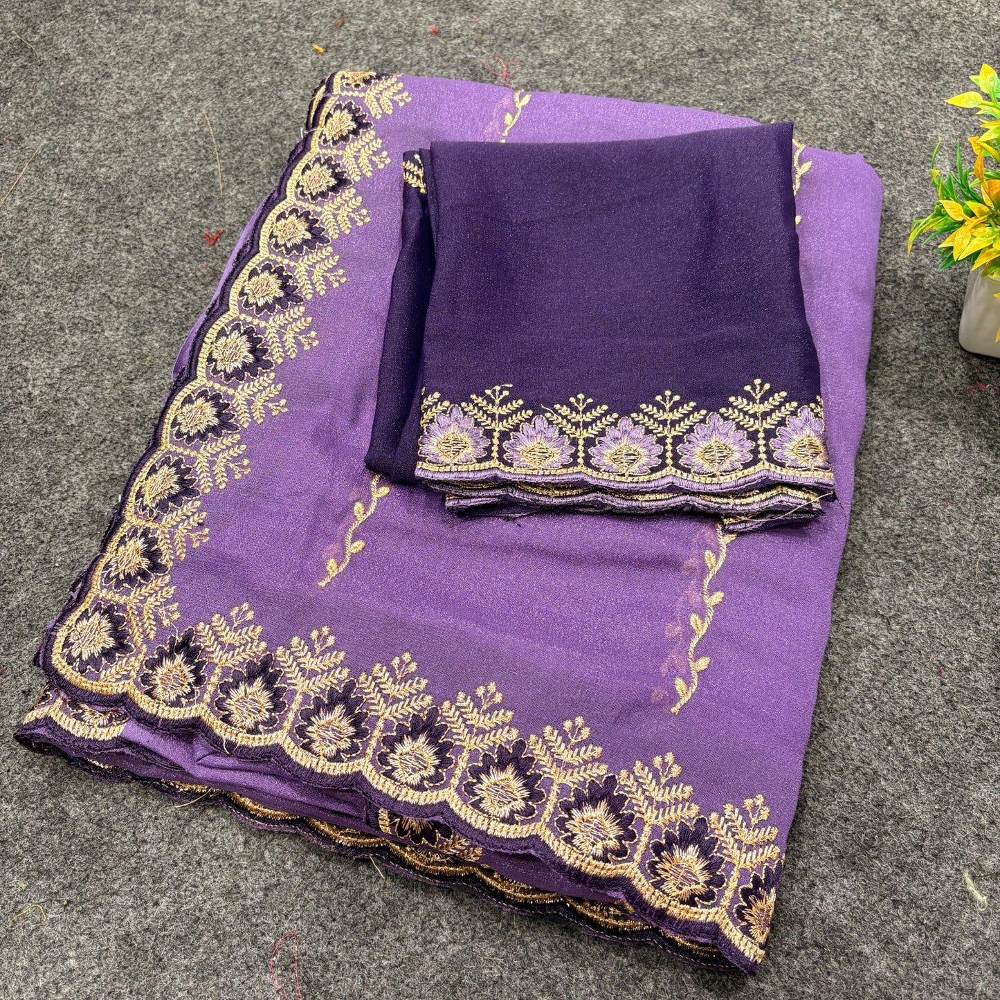 Star Georgette Leheriya Saree with Embroidery Sequence Blouse