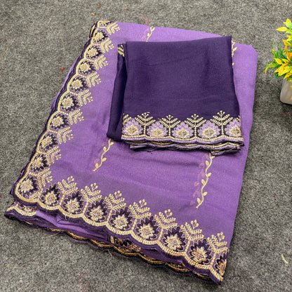 Star Georgette Leheriya Saree with Embroidery Sequence Blouse