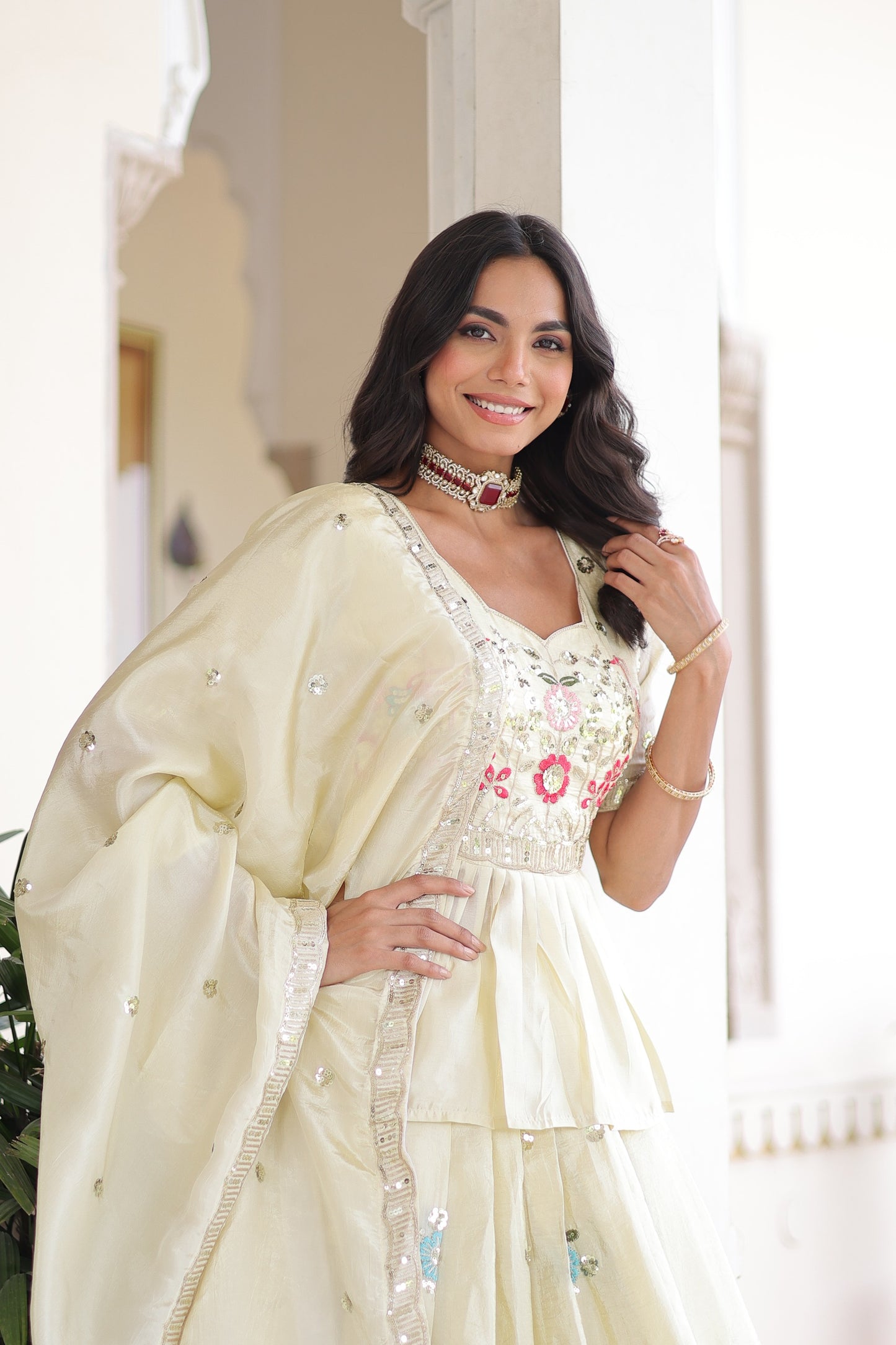 Premium Designer Sequins Embroidered Readymade Bridal Lehenga Choli Set
