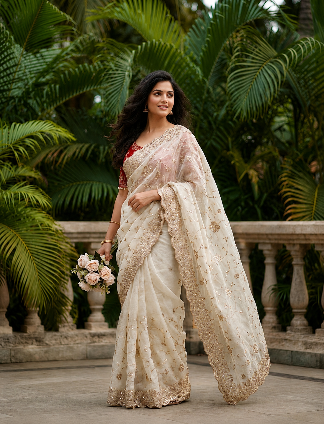 Adhya Fendy Chiffon Two Tone Saree with Embroidery, 3mm Sequence Jari Work & Fully Stitched Blouse | 6 Colors