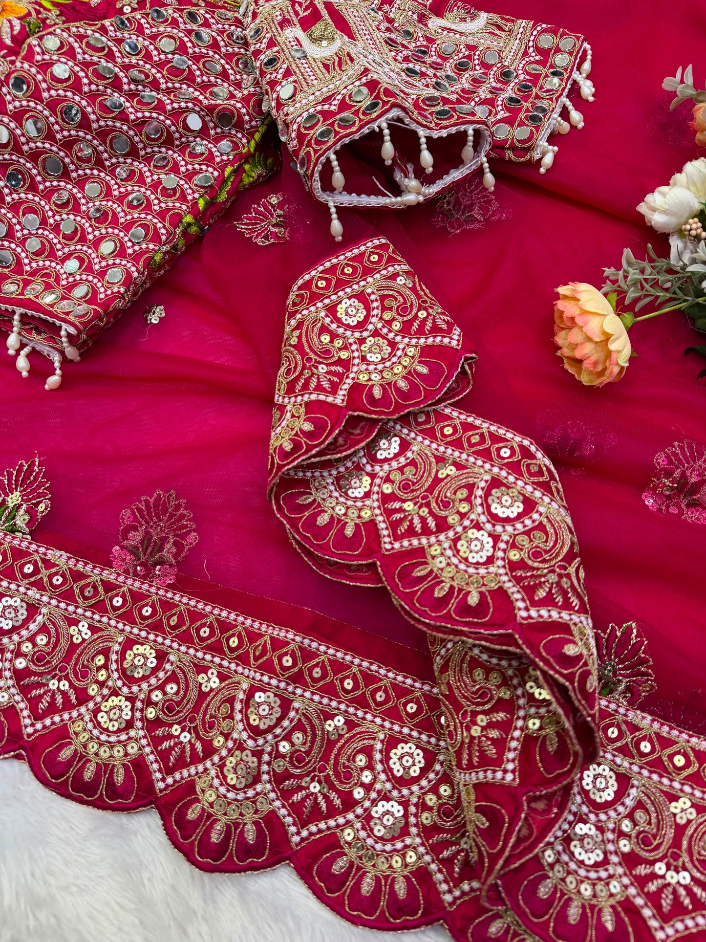 Soft Butterfly Net Saree with Sequins & Multi Thread Embroidery | Full Stitch Blouse