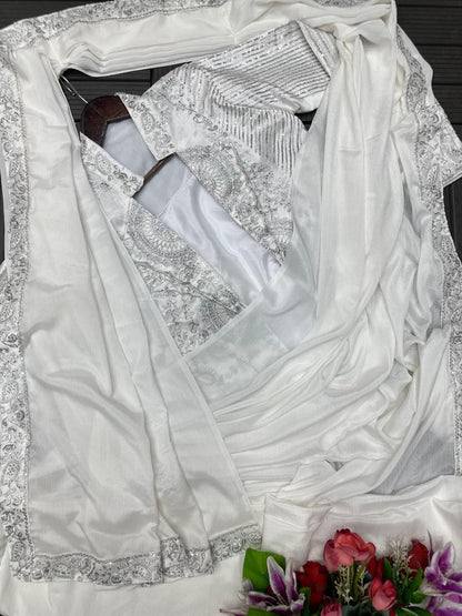 Heavy Rangoli Ready to Wear Saree with Embroidery Sequence Koti