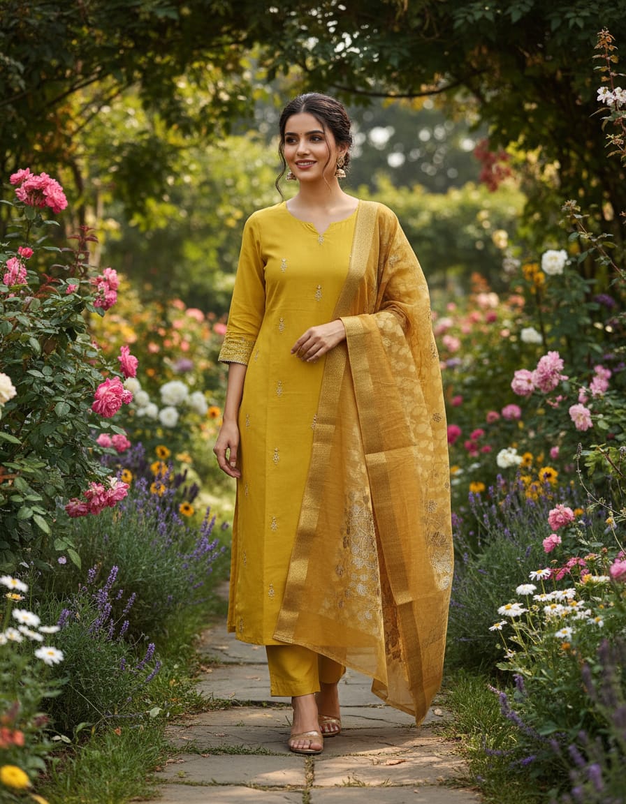 Premium Roman Silk Kurti Pant Set with Digital Print Dupatta – Festival Wear Designer Suit