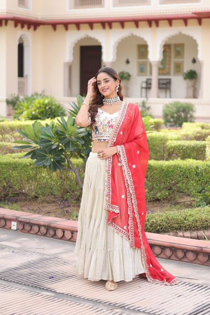 Premium Cosmos Silk Heavy Flair Lehenga Choli With Designer Dupatta (12 Meter Flair)
