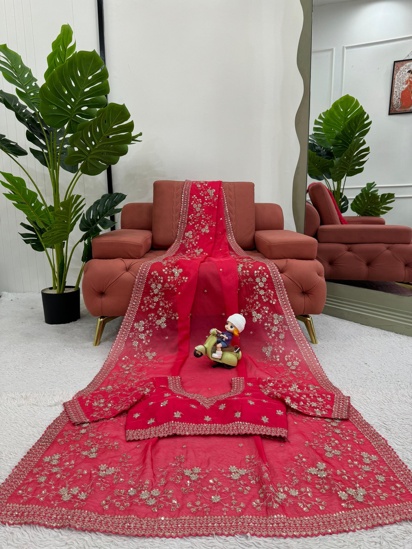 Designer Tibby Silk Saree with Thread & Sequence Work – Wedding Special