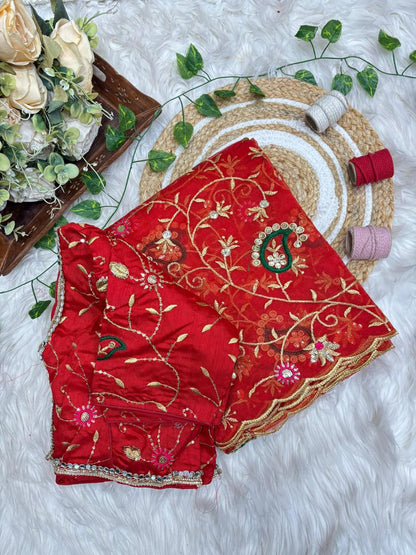 Tissue Silk Mirror Work Saree