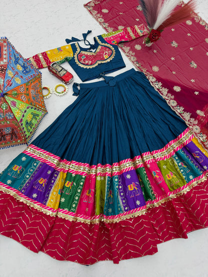 Navratri Special Pure Cotton Lehenga Choli with Heavy Embroidery & Sequins | 6 Meter Flair