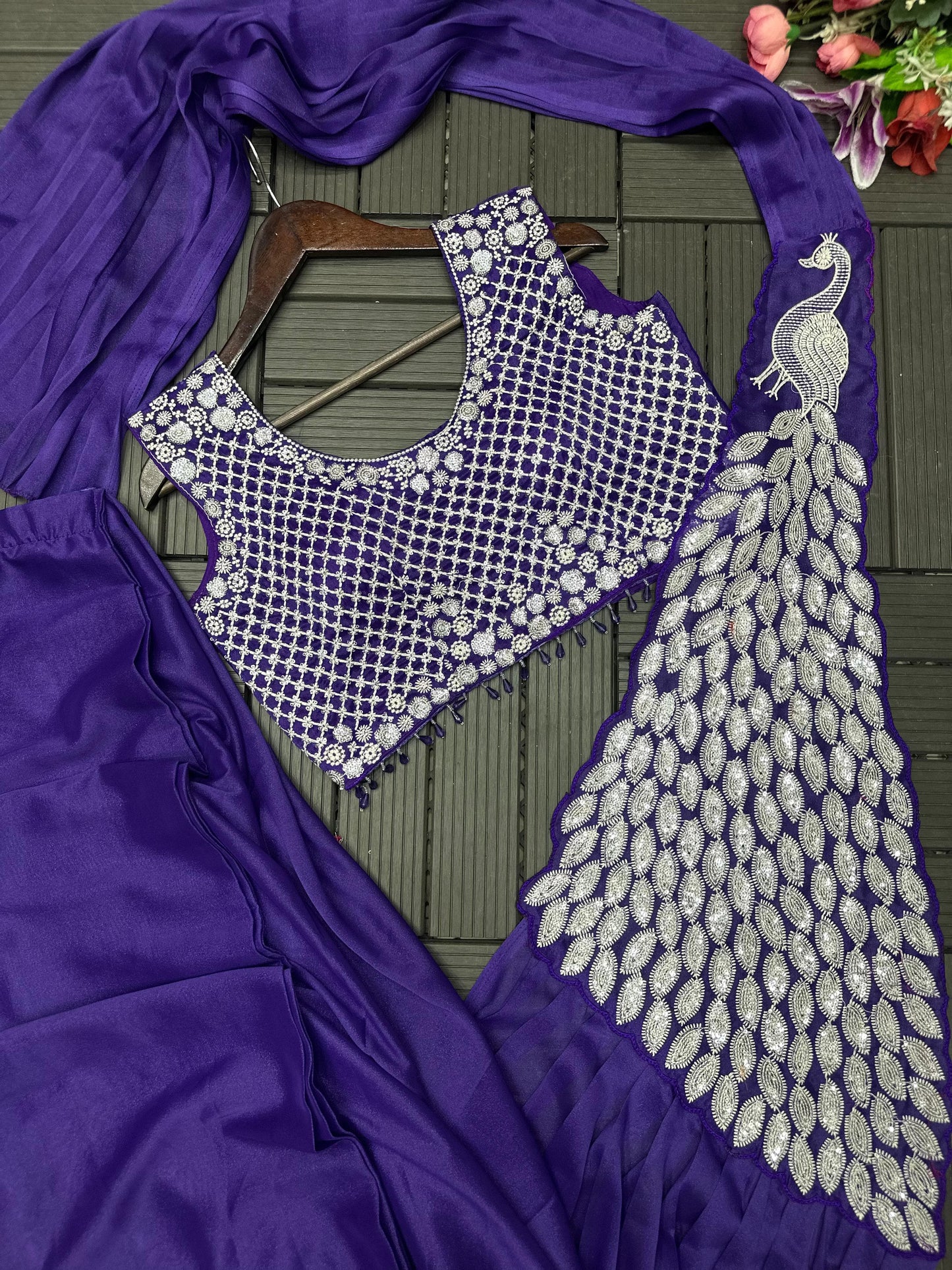 Super Trending Heavy Georgette Ready to Wear Embroidery Sequence Saree
