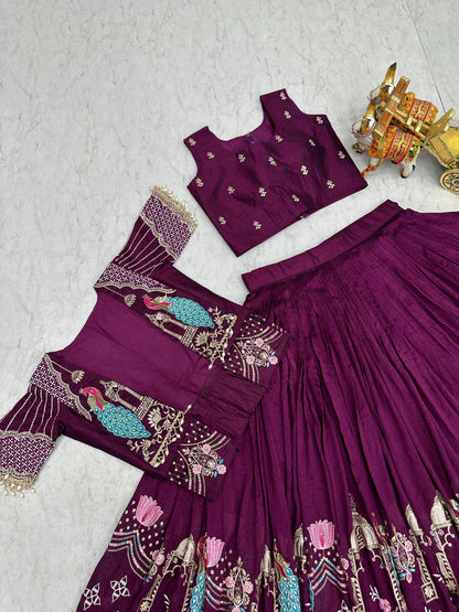 Festival Special Lehenga Choli with Designer Koti & Heavy Embroidery Work