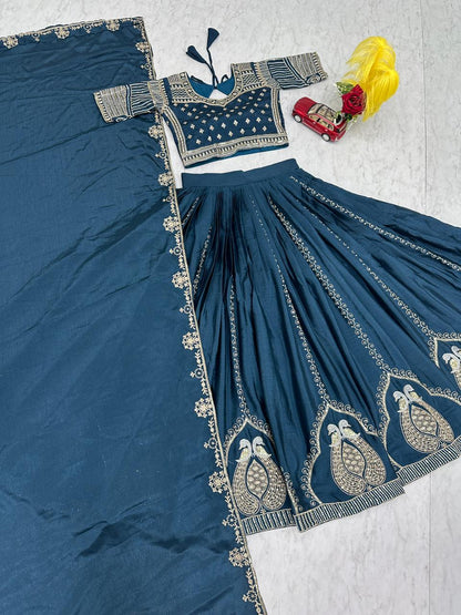 Premium Chinon Silk Embroidered Lehenga Choli With Dupatta – Festival Wear