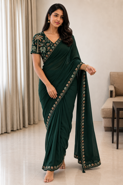 Best Selling Star Georgette Embroidery Saree Collection