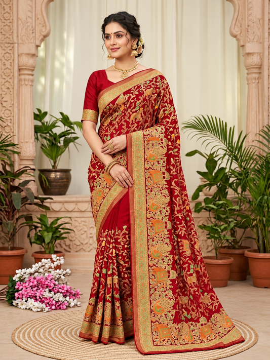 Trending Massmeelo Brasso Saree with Original Mirror Work & Designer Blouse